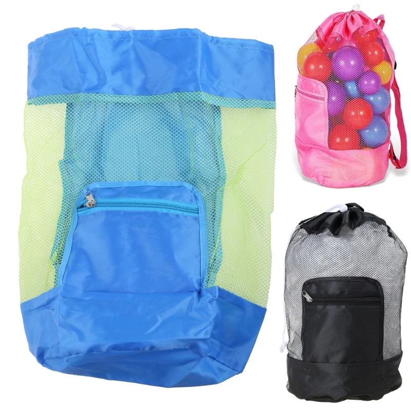 Bolsa red almacenamiento plegable para juguetes piscina, mochila duradera con doble correa para hombro, juguetes no