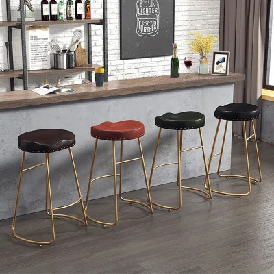 Bar Chair Nordic Golden bar Front Desk Mobile Phone Shop Cafe Household Iron High Stool