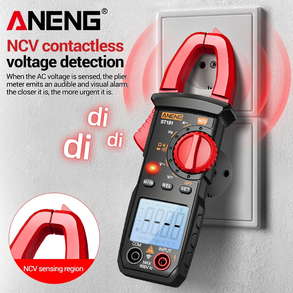 

ANENG ST181 True RMS Digital Clamp Meter Multimeter 400A AC Current 600V Voltage Frequency NCV Detection Industrial Test Tools