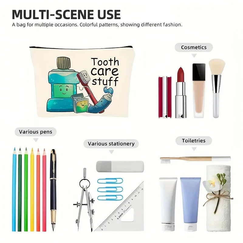 1PC Durable Anti-fade Cosmetic Travel Bag Zipper Bag Tooth Care Stuff Monogram Design Wash Bag Pencil Bag Organizer Bag Storage