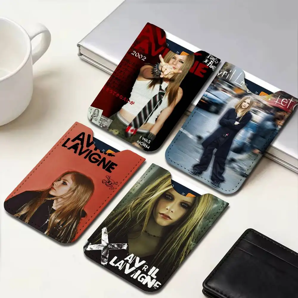 Singer A-Avril L-Lavigne Men's Genuine Leather Mini Card Wallet, Ultra Thin Credit Portable Business Card & Transit Bus Card