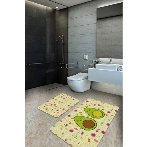 Bouquet Home 2'li Cute Avocado Suit Bath Mats and Toilet Seat Pad