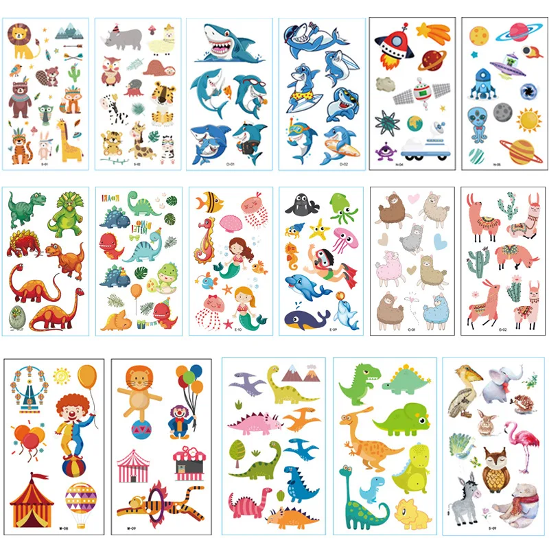 10PCS New Children's Temporary Tattoos Body Art Arm Fake Tatoo for Kids Animal Cartoon Tattoos Stickers Fake Tattoo Stickers