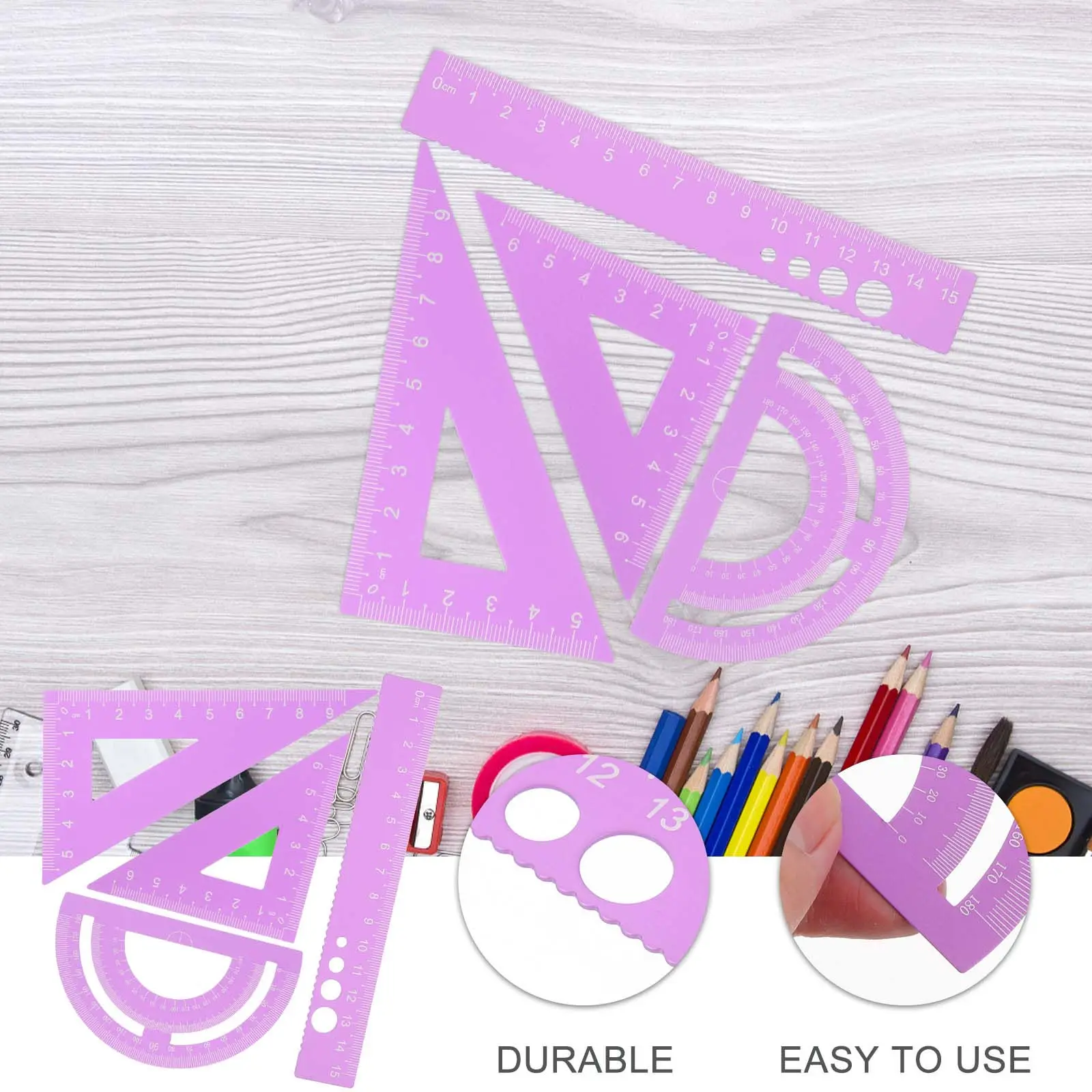 4Pcs Aluminum Metal Ruler Set Student Geometry Measuring Tool Office School Supplies Stationery Straight Ruler