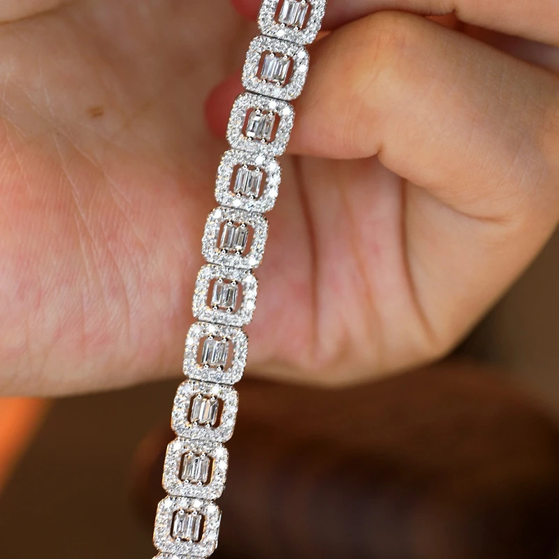 Aazuo High Quality 18K White Gold Real Diamonds 3.5ct Luxury Bracelet For Woman Upscale Trendy Wedding Engagement Party Au750