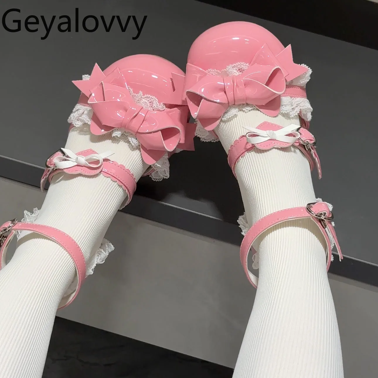 ฤดูร้อนOriginal Lolitaสไตล์สาวหวานและน่ารักโบว์รอบToeรองเท้าแตะสําหรับสุภาพสตรี2025ใหม่Elegant Casualรองเท้าผู้หญิง