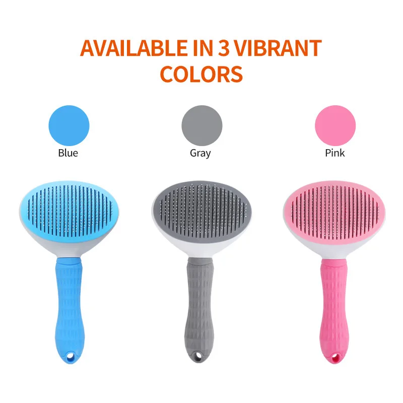 Self-cleaning Nail Rake Brush Cat Brush With Release Button For Long or Short Pet Hair Cleaner Removes Tangles and Loose Fur