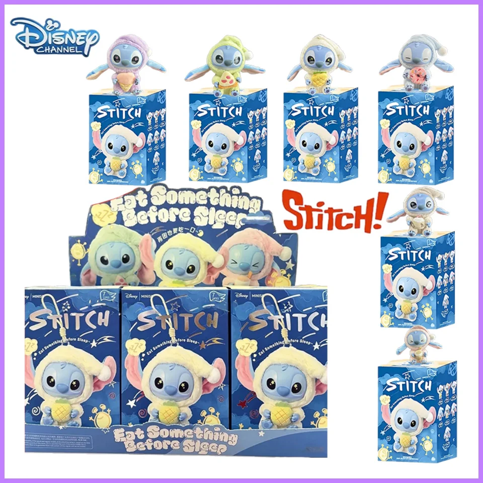 @Disney New Stitch Eat Some Thing Before Sleep Series Виниловая слепая коробка Сумка Подвеска Милая плюшевая кукла Mystery Box Игрушка-сюрприз Подарки