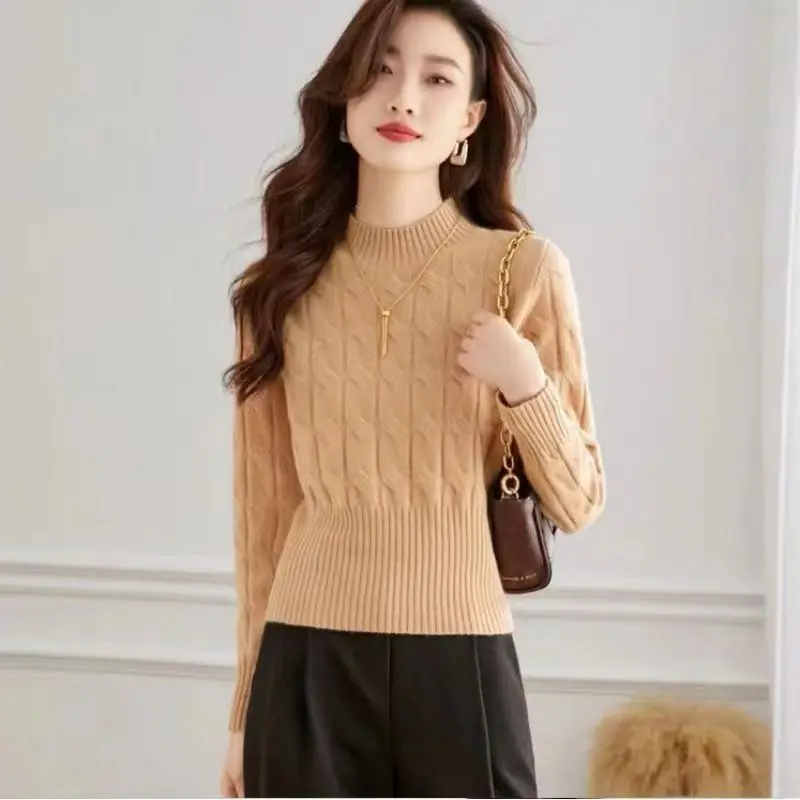 Short High Waisted Stylish New Style Small High Necked Skirt Knitted Base Knitted Sweater Versatile Sweater