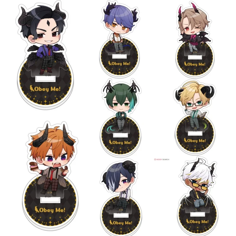 Anime Obey Me! Asmodeus Mammon Lucifer Solomon Mini Acrylic HD Characters Stand Desktop Decor Fans Gifts About 10cm