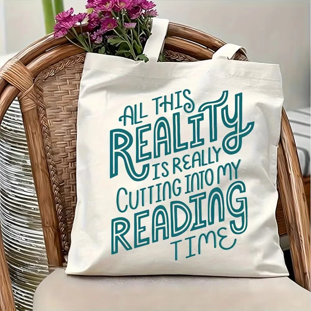 

This Reality Is Really Cutting Into My Reading Time Books Tote Bag Reusable Shopping Bag Friendly Casual Shoulder Bag for Women