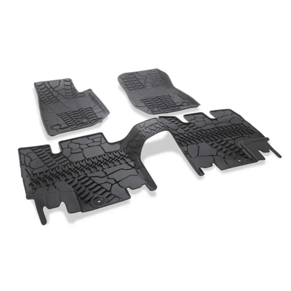 For Jeep Wrangler JK 2014 2015 2016 2017 2018 All Weather Rubber Slush Floor Mats Set All Weather, 3 Pieces