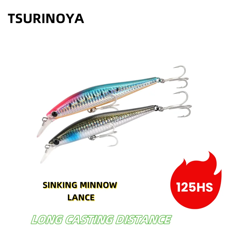 TSURINOYA 125HS Sinking Minnow 125mm 50g LANCE Saltwater Hard Boat Fishing Lure Artificial Minnow Bait Treble Hooks Wobblers