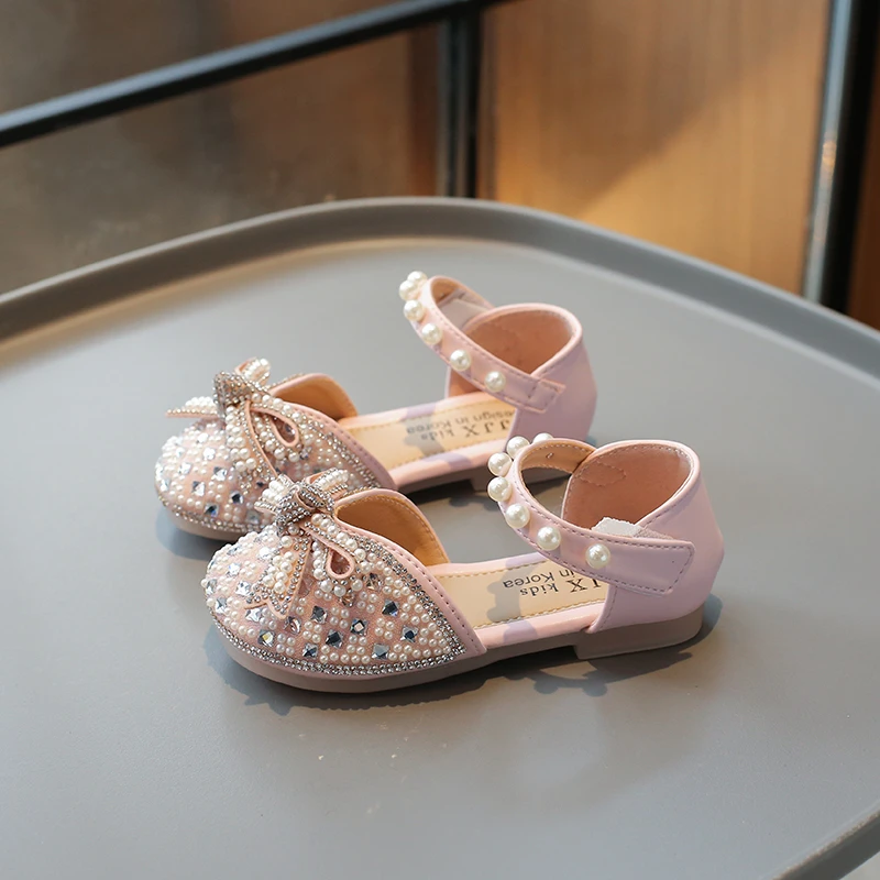 Girls 2024 Summer New Baotou Sandals Crystal Water Diamond Performance Shoes Performance Soft Sole Children's Shoes 899