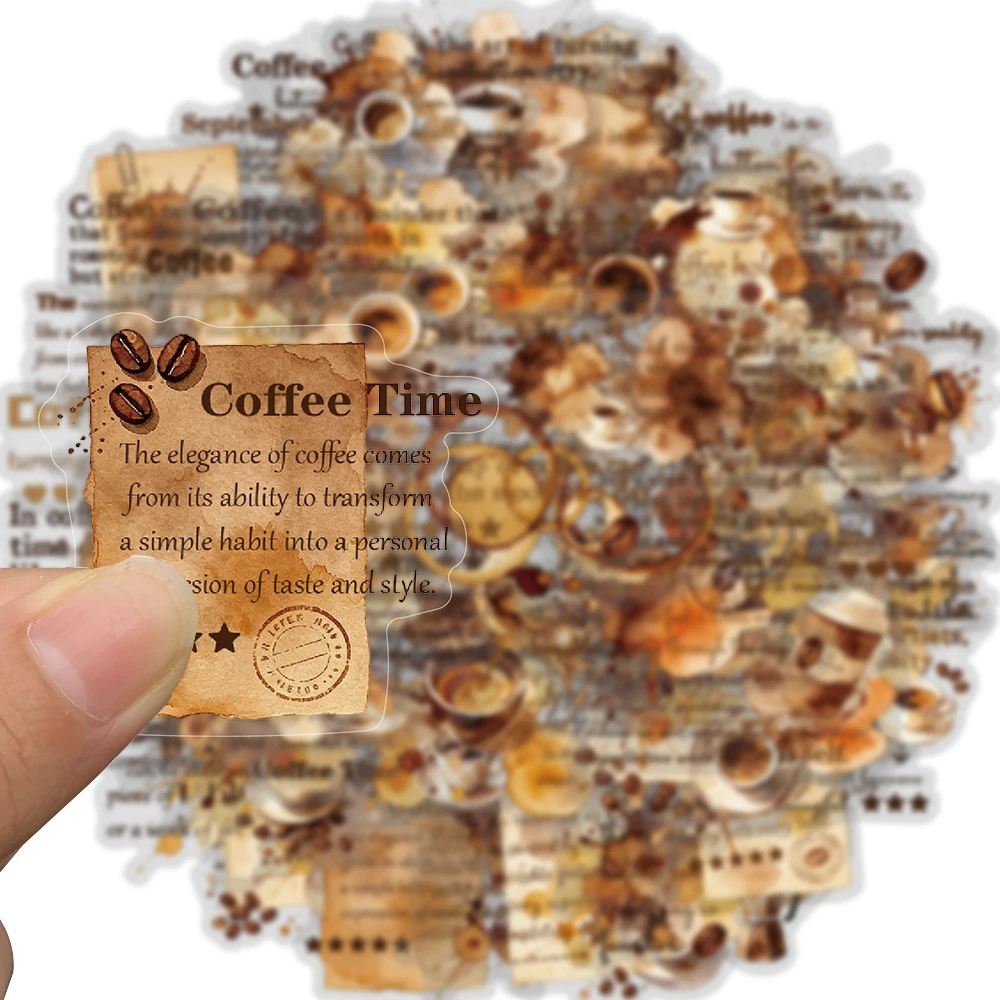 50PCS Creative The Coffee Stain English Label Sticker Fashion Suitcase Phone Luggage Motorcycle Fridge Decorative Stickers