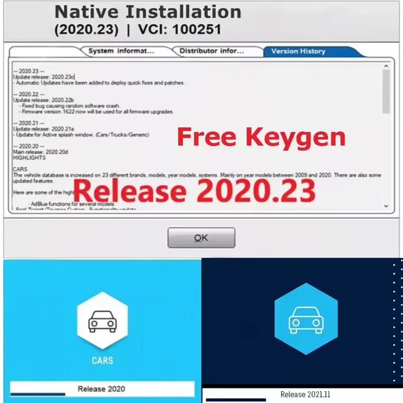 

Unlimited Actiavte 2021.11/2021.10b With Kegen For TCS Pro Multidiag Pro+ OBD2 Scanner Release 2020.23 For Cars Truck Till 2021