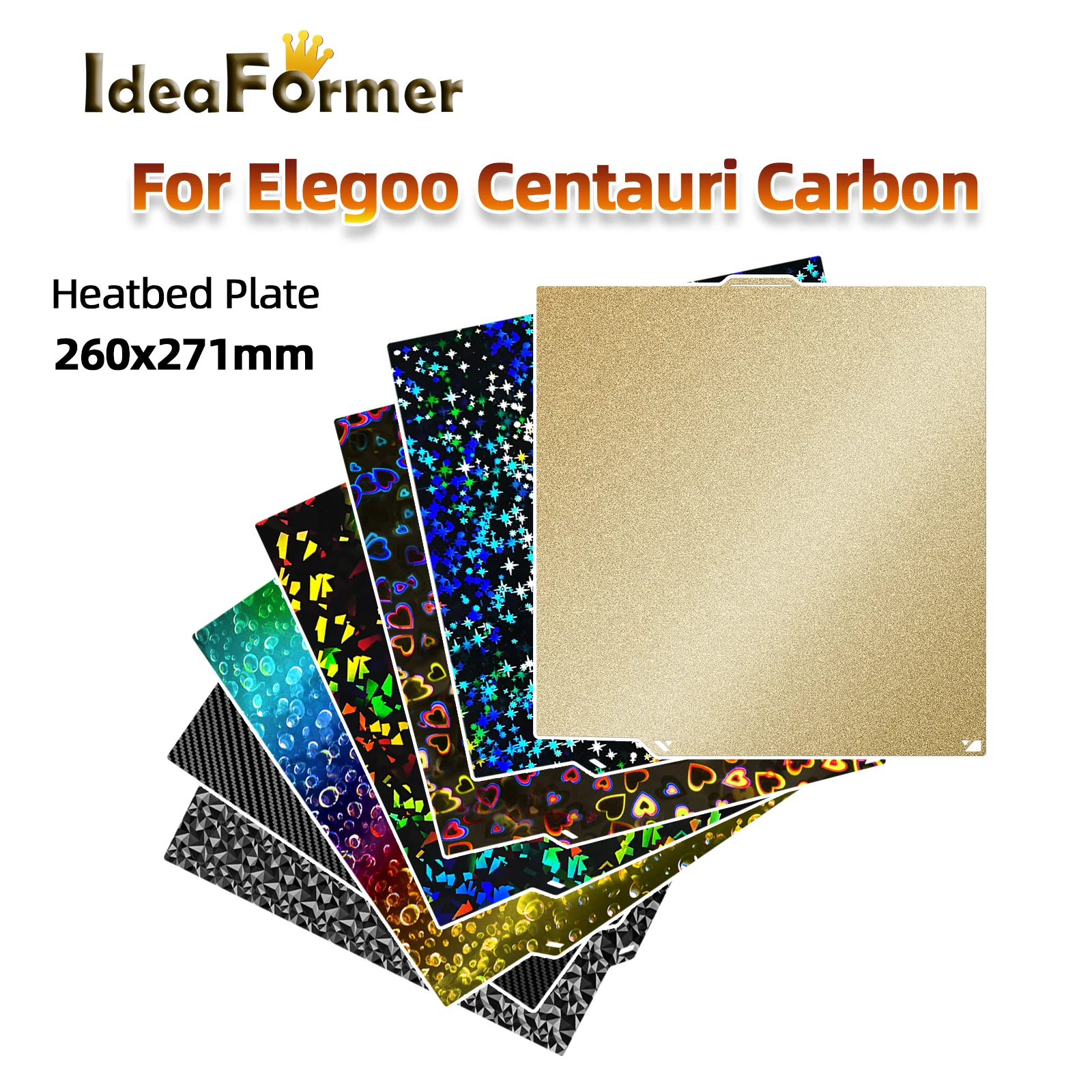 

260x271 сборная пластина для Elegoo Centauri Carbon Plate PEI Sheet PEO PET для карбонового 3D-принтера Centauri с подогревом, сборная пластина
