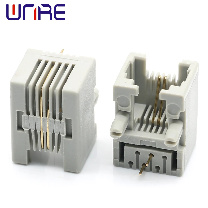 5Pcs Large RJ11-6P2C Gray Unshielded Without Light Network Socket Connector Interface Telephone Socket