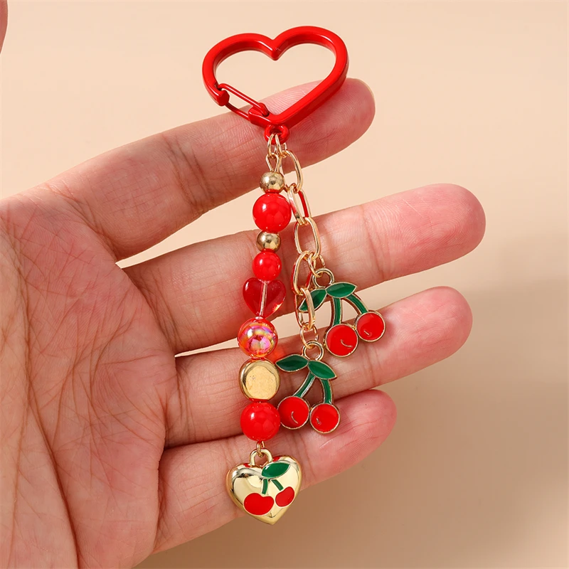 Modische Frucht-Kirsch-Schlüsselanhänger, Emaille-Herzanhänger, Schlüsselringe für Damen und Herren, Autoschlüssel, Handtaschen-Schlüsselanhänger, Accessoires, DIY-Geschenke – Detail 38