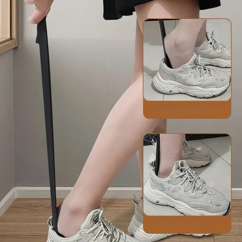 Magnetic Smooth and Sturdy Shoehorn Household Plastic and Metal Long-handled Shoe Remover Shoe Put-on Device