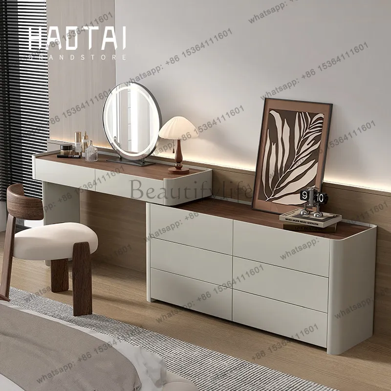 LD25 Italian minimalist all-solid wood paint dresser chest integrated medieval simple makeup table