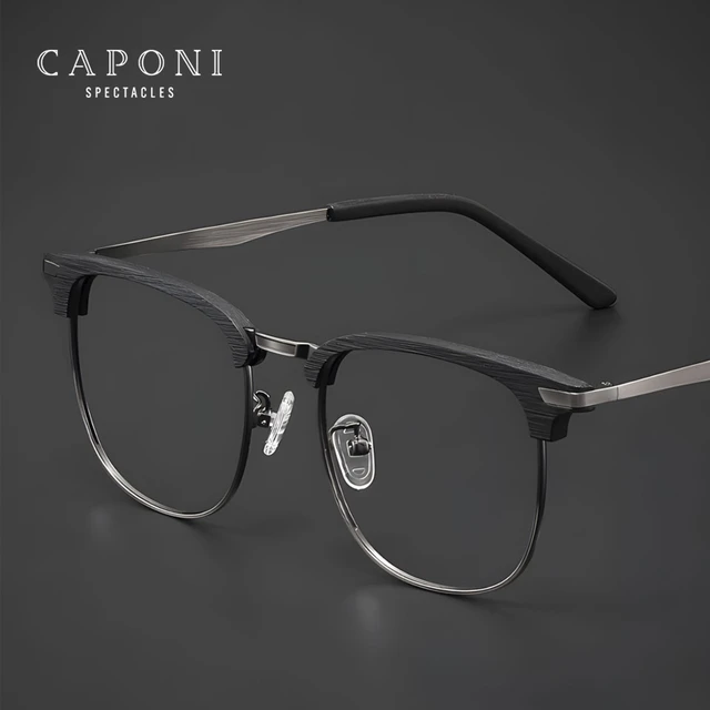CAPONI 2024 montatura per occhiali in acetato per uomo occhiali da vista Vintage con venature del legno di moda quadrata occhiali firmati di marca originali J3543 AliExpress