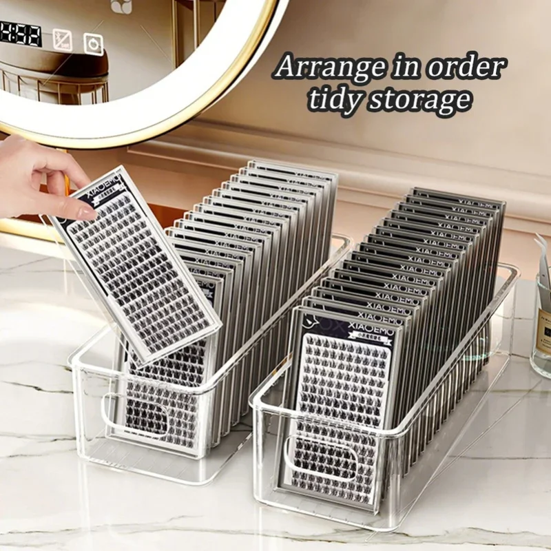 Makeup Organizer Transparent Rectangle Vertical Eyelash Extension Tool Storage Box Glue Manicure Salon Tools