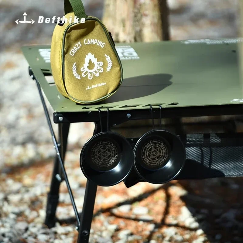 Defthike Outdoor Camping Three Piece Table Aluminum Tactical Table Portable Folding Lifting IGT Expansion Chicken Rolls Table