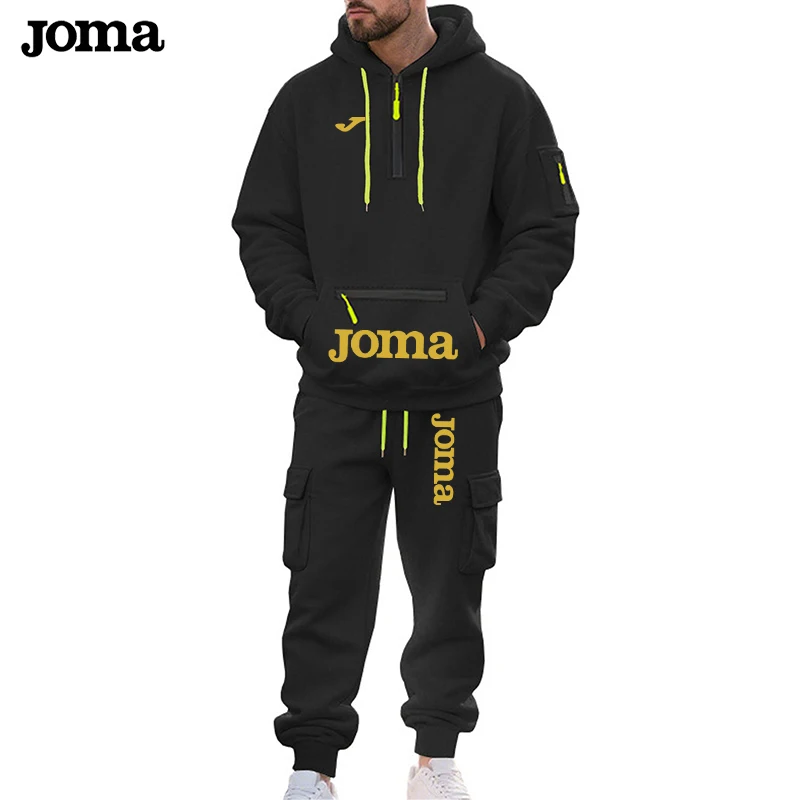 Joma traje deportivo para hombre estilo Otoño e Invierno ropa deportiva informal de lana para hombre suéter con cremallera pantalones de trabajo multibolsillos traje Joma