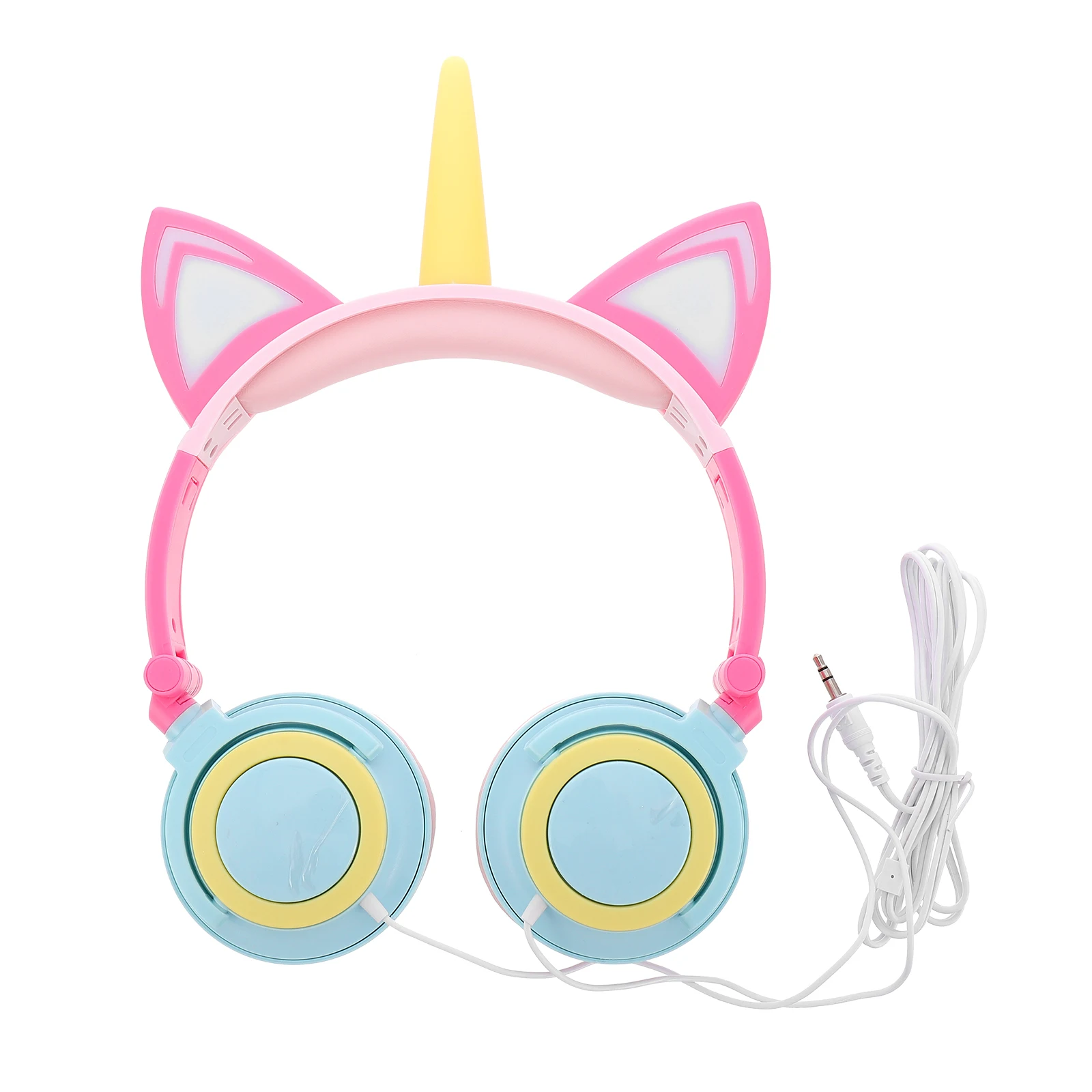 

Unicorn Headphones over Ear Glowing Kids Headset Compatible Smartphone Tablet Cartoon Shape Lightweight ABS Material 35mm Plug