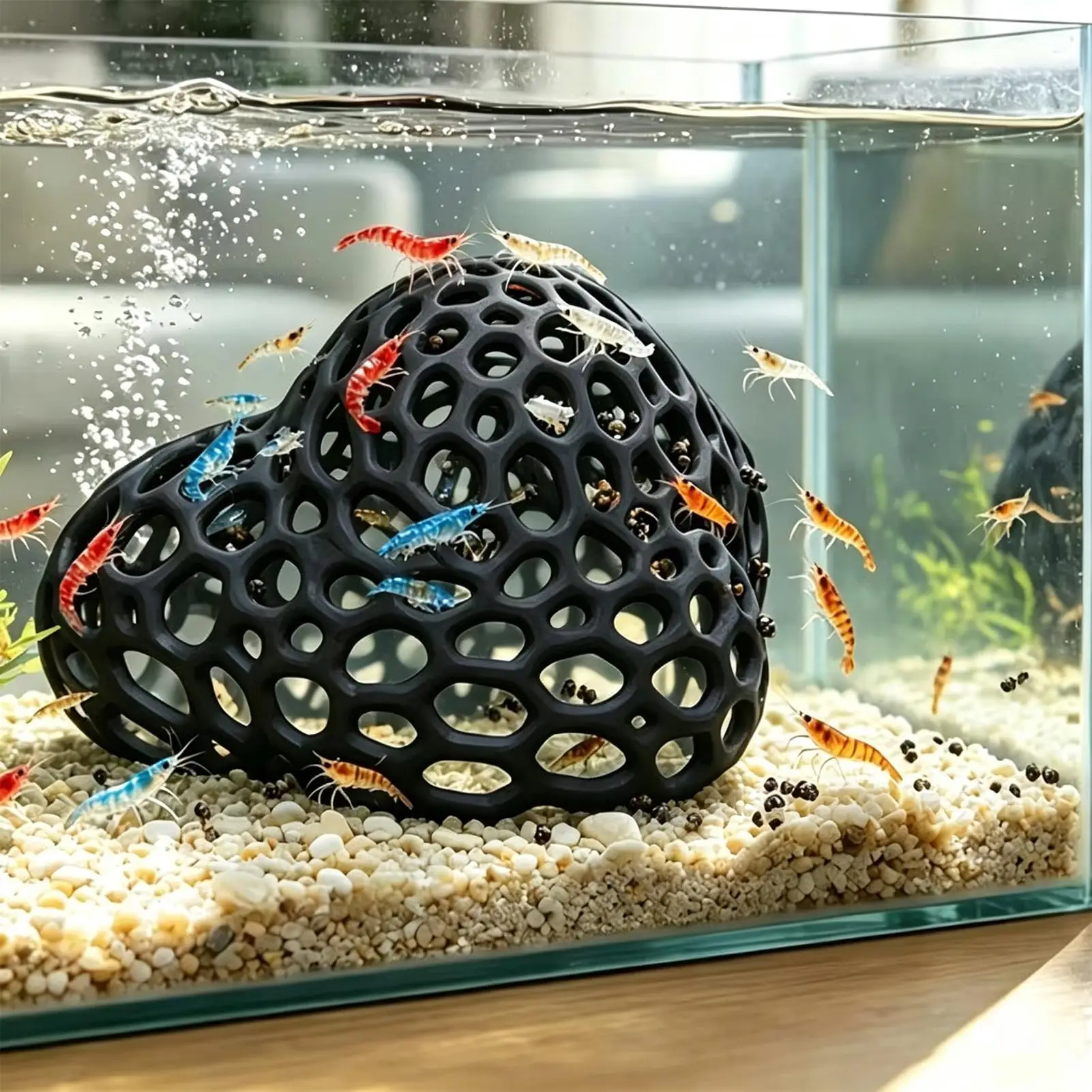 1PC Aquarium Shrimp House Cave Mini Porous Betta House Fish Hiding Spots Shrimp Shelter Shrimp Breeding Nest For Aquatic Decor