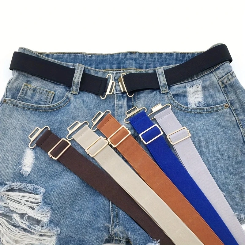 1pc Solid Color Elastic Waist Belt Simple Casual Unisex Belts Adjustable Jeans Pants Waistband For Women & Men