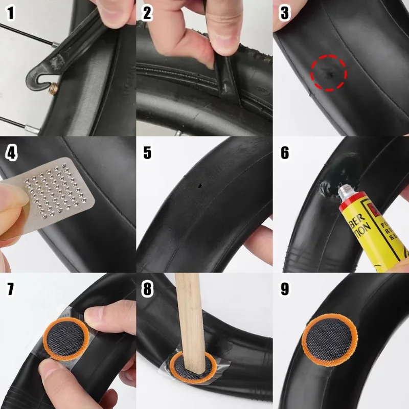 Bicycle Tire Repair Tool Set Flat Tire Patch Rubber Glue Mountain Road Bike Motorcycle Inner Tube Puncture Patch Tire Repair Kit