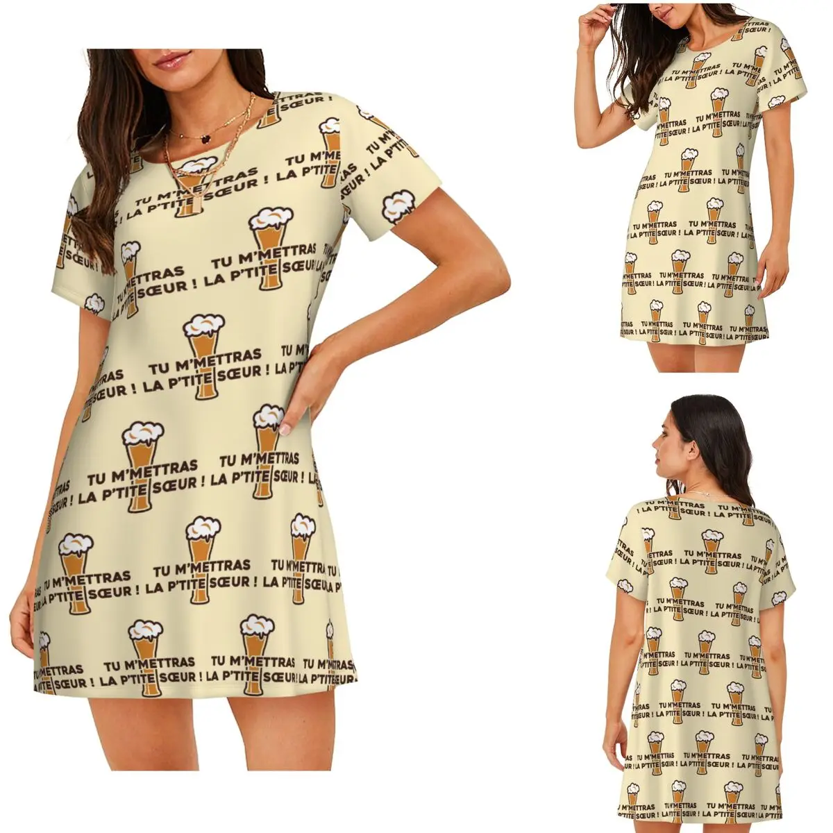 You Will Send Me The Little Sister! - Dikkenek Short Sleeves Nightdress For Sleeping Women Short Sleeve Nightgowns Pajama Dress