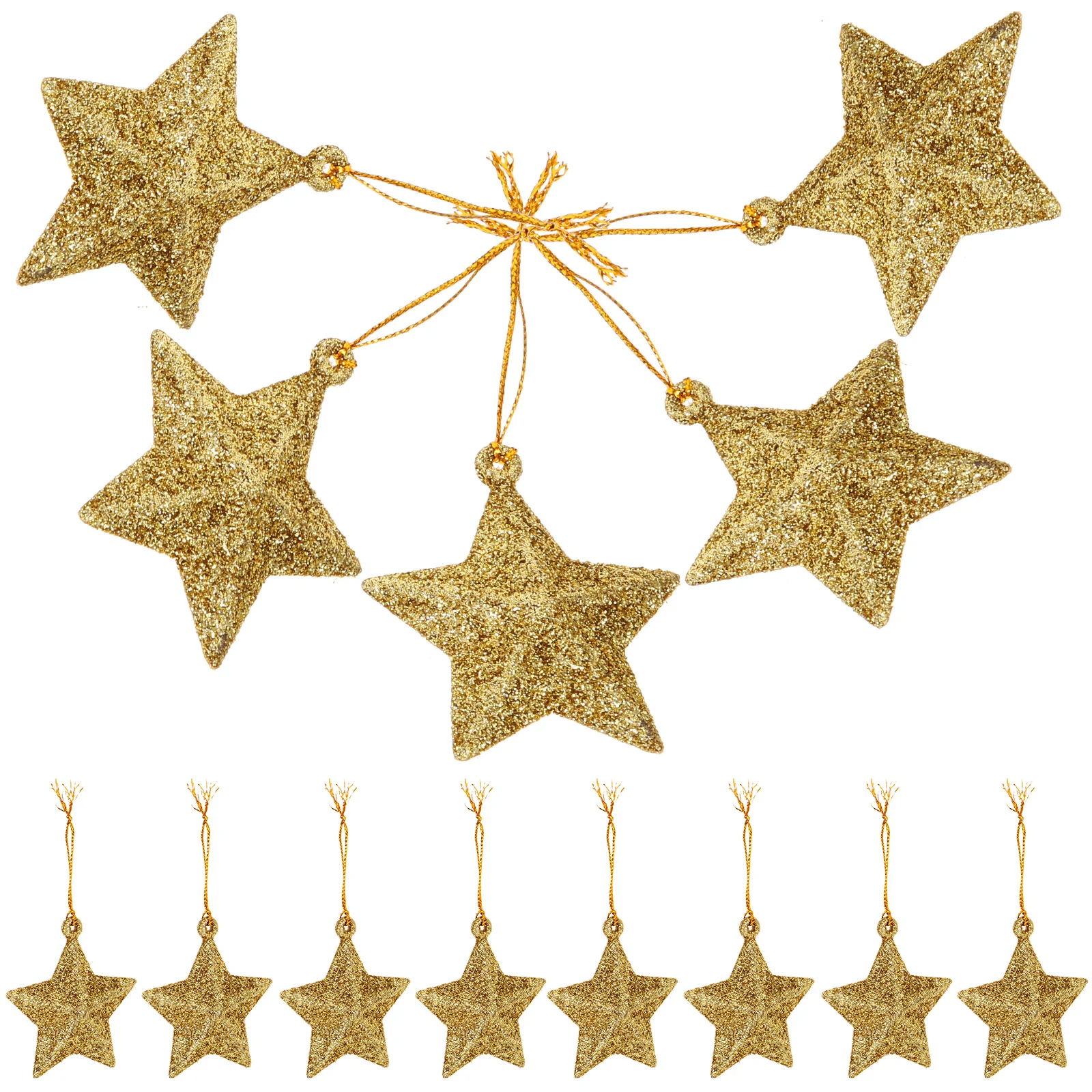 24 Pcs Christmas Tree Pentagram Staff Curtains Xmas Ornament Pvc Star Glitter Adorns