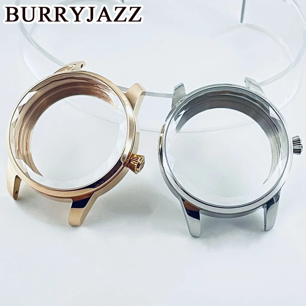BURRYJAZZ 33 мм подходит для NH34 NH35 NH36 NH38 NH39 Коробка для часов с механизмом и бриллиантовым краем Стекло Женский женский коктейльный корпус из нержавеющей стали