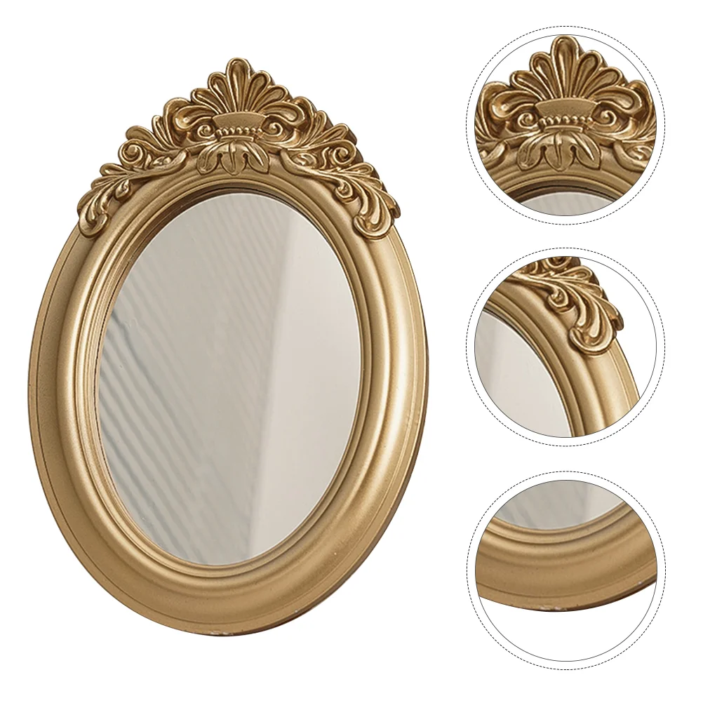 Fine Decorative Mirror Vintage Round Vanity Resin Tray Decoration Retro Photo Props