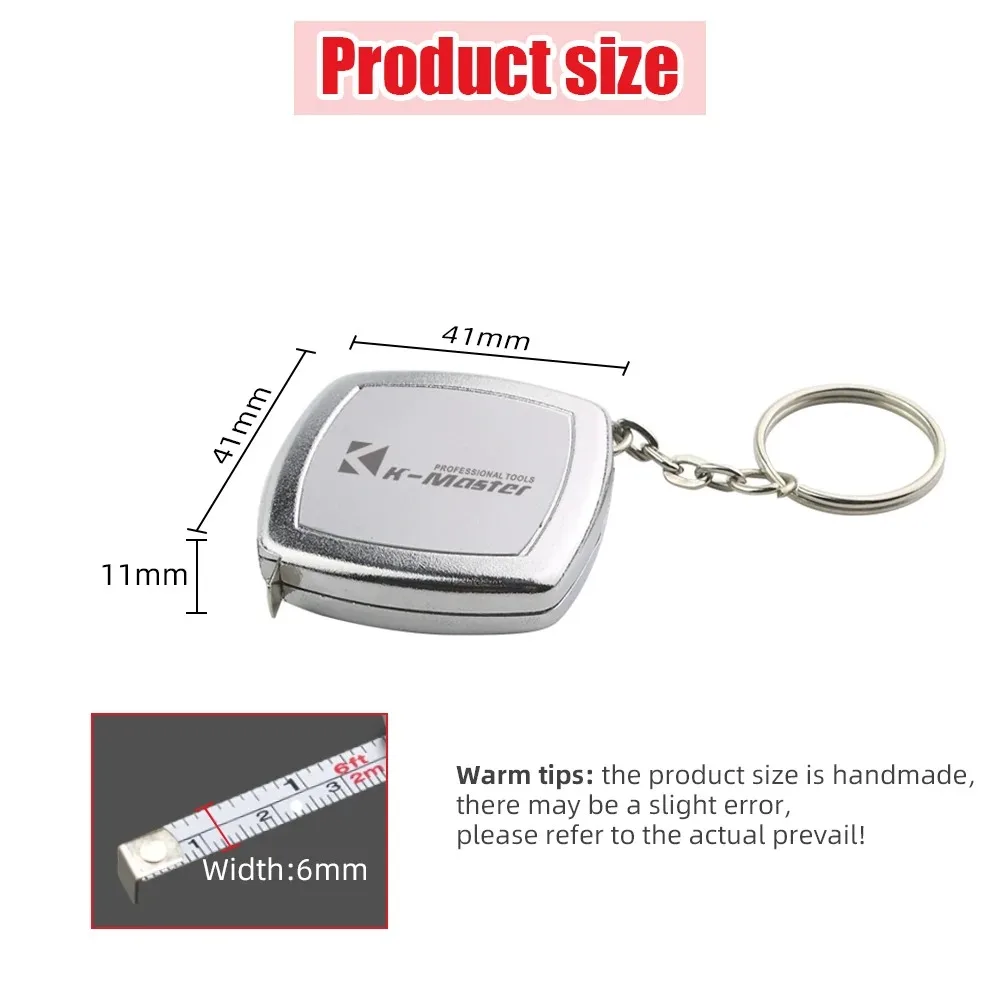 2 Meters Small Tape Measures Metric and Imperial System Key Ring Mini Steel Tape Measure Pocket Portable Compact Carry Around