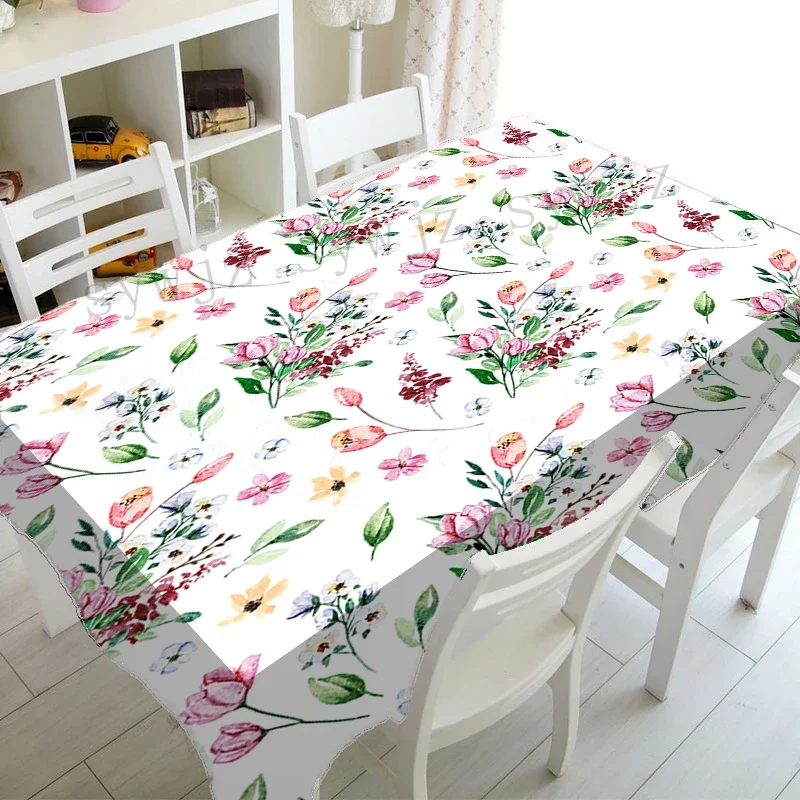 

Watercolor Floral Branches and Leaves Home Rectangular Dustproof Table Decoration Tablecloth Holiday Party Party Tablecloth