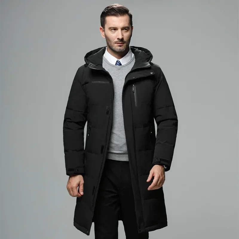 

Winter Men's Clothing Thicken Warm White Duck Down Jacket Oversize Hooded Windbreaker Puffer Jackets Male Casual Long Down Coats