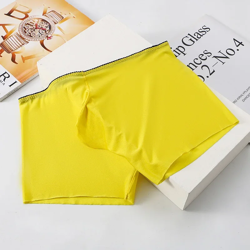 Men's Ice Silk Underwear Seamless Quick-Drying Boxers Breathable Bullet Separation Pouch Boxer Slip Homme Calzoncillos