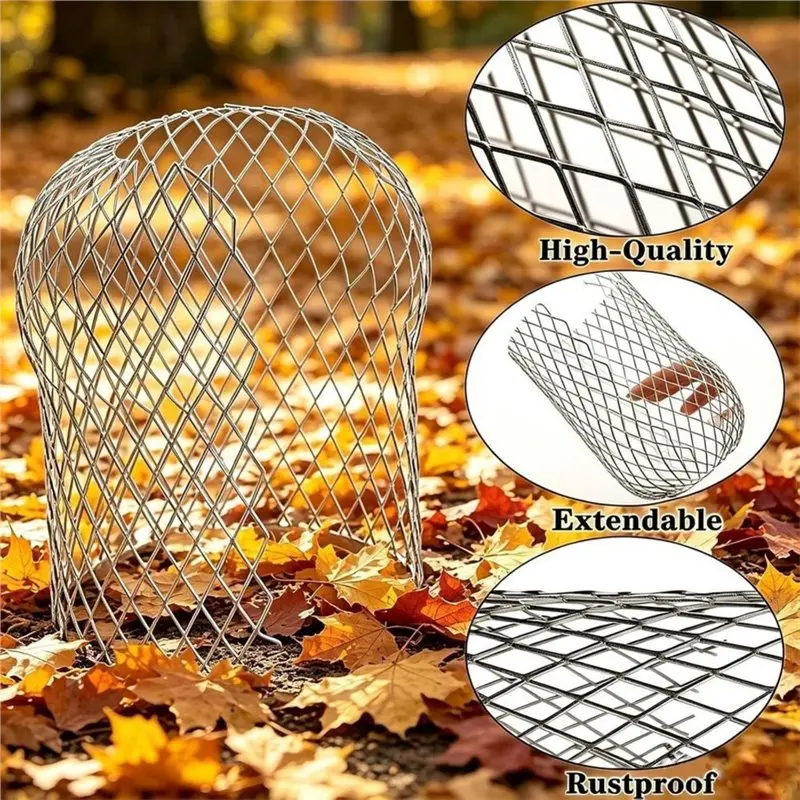AB34-10 Pack 3.14 Inch Downspout Strainer Guard Adjustable Expandable Rustproof Mesh Filters Block Leaves And Debris