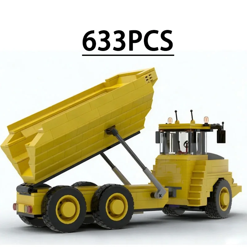 Classic Building Block Articulated Self-Propelled Dump Truck Model, 633 Pieces, Fun Birthday Toy, Christmas and New Year Gift