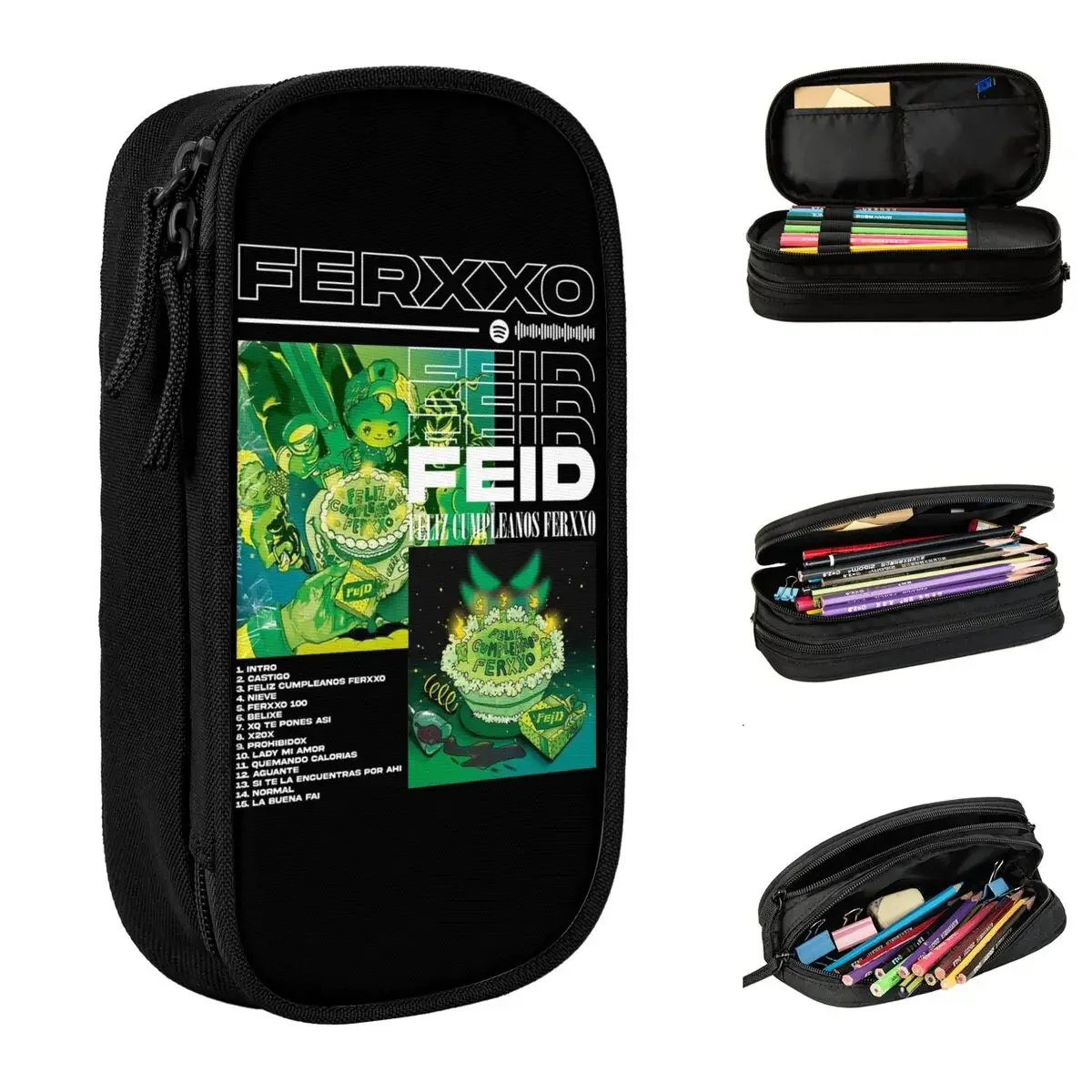 

Cute Feid FerxxoCalopsis Music Tour 2024 Pencil Case FERXXO CALIPSIS Pencilcases Pen for Student Large Storage Bag