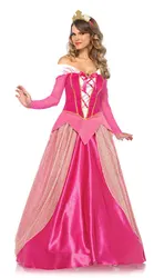 Rosa manga comprida aurora bela adormecida princesa vestidos cosplay halloween bela adormecida princesa aurora joga traje