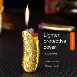 Banana Shaped Metal Case for BIC lighter mini J5 Golden Pattern Gas Lighter Decorative Shell