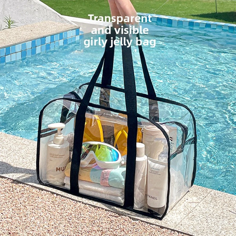 Torba na basen przezroczysta wodoodporna plażowa podróżna torba do przechowywania torba na ramię z oddzielną przegrodą na mokre i suche rzeczy torba z PVC damska torba plażowa o dużej pojemności