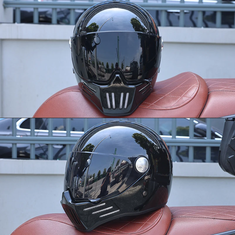 ORZ-728-Unisex Vintage Full Face Motorcycle Helmet All Season DOT Standard High Strength ABS Shockproof Street Bike Helmet