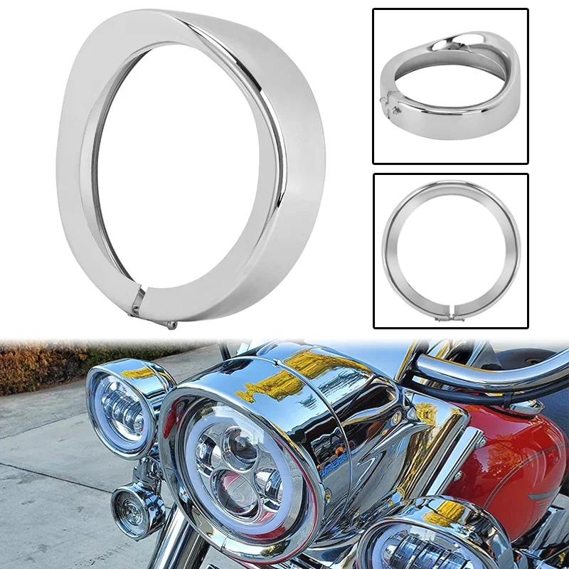 

Motorcycle 7'' Headlight Visor Style Trim Ring Chrome For Harley Touring Road King Electra Glide Softail