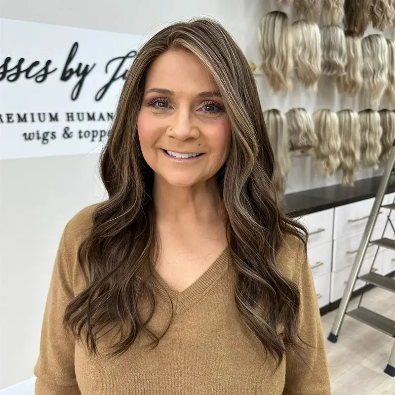 Ombre Brown Chestnut Balayage HD Invisible Premium Synthetic Lace Front Wig Heat Resistant Glueless Wig Middle Part Women's Wig